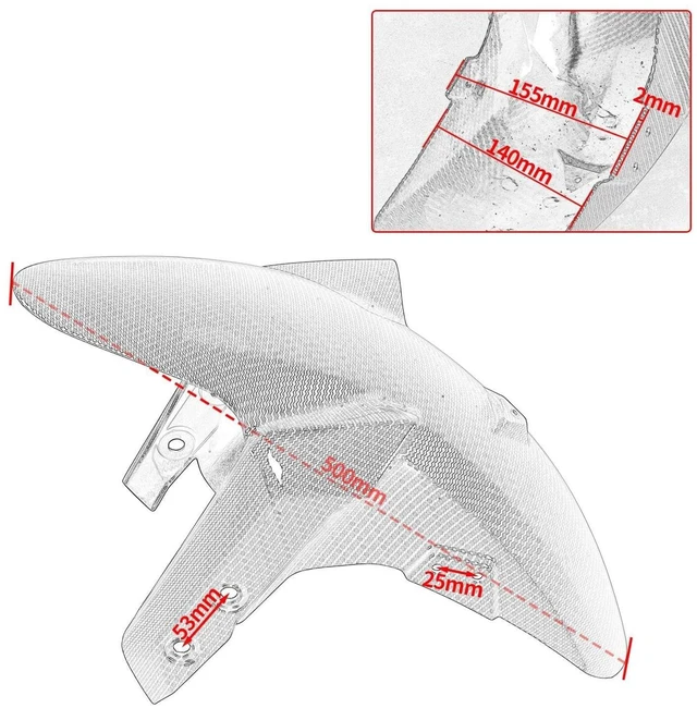 Alt view image 2 of 5 - Wheel Fender Splash Guard for Tracer 900 for MT-09 for MT09 for FZ09 2013 2014 2015 2016 2017 2018 2019 2020 Front Tire Hugger Mudguard Fender Splash Extender(Unpainted)