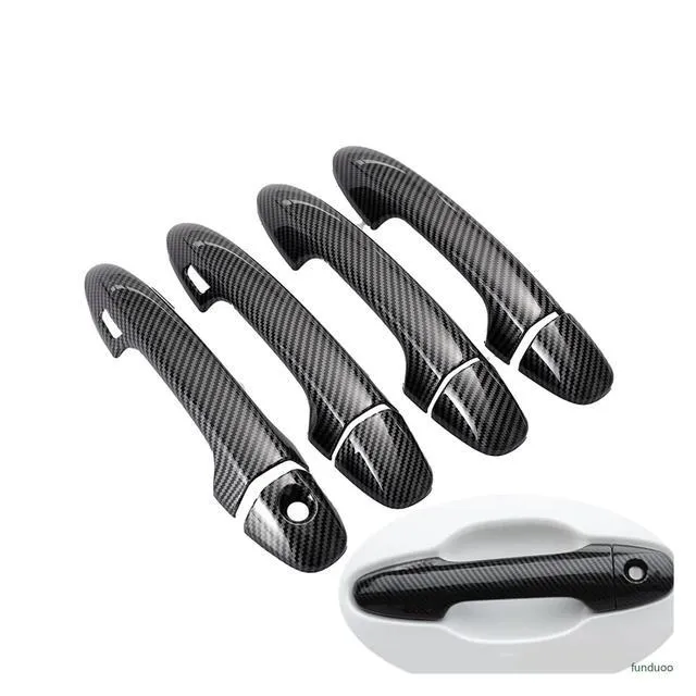 Alt view image 2 of 6 - Compatible for Toyota Harrier XU60 2014 2015 2016 2017 2018 2019 ABS Carbon Fiber Car Side Door Handle Cover Trim Sticker Accessories(Carbon 2 sensors)