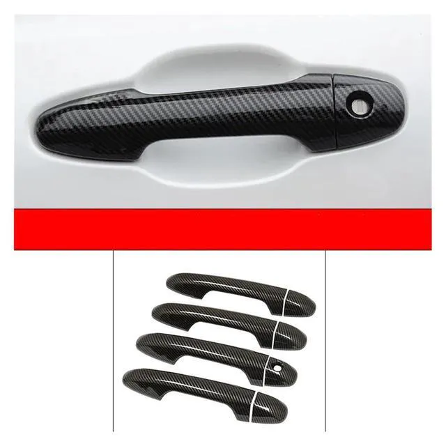 Alt view image 3 of 6 - Compatible for Toyota Harrier XU60 2014 2015 2016 2017 2018 2019 ABS Carbon Fiber Car Side Door Handle Cover Trim Sticker Accessories(Carbon 2 sensors)