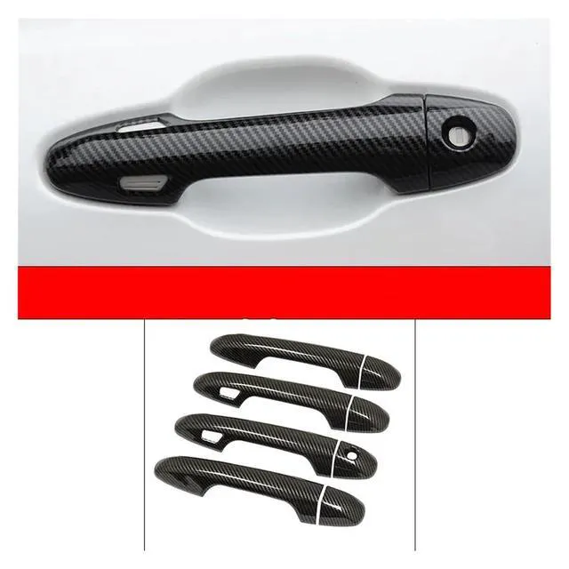 Alt view image 4 of 6 - Compatible for Toyota Harrier XU60 2014 2015 2016 2017 2018 2019 ABS Carbon Fiber Car Side Door Handle Cover Trim Sticker Accessories(Carbon 2 sensors)