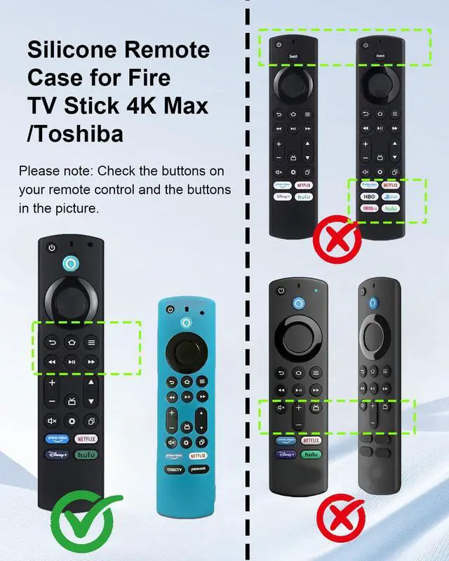 Alt view image 2 of 7 - 2-Pack Silicone Remote Cover for Toshiba/Insignia, Green & Blue