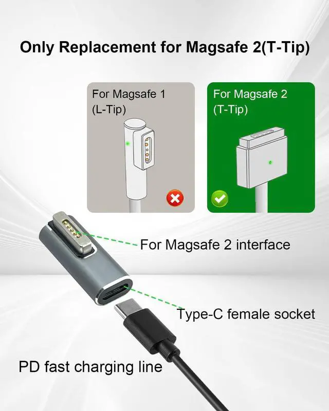 Alt view image 2 of 7 - Magnetic USB C T-Tip Adapter Only for Magsafe 2