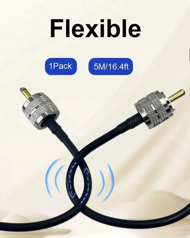 Alt view image 3 of 7 - RG58 Coax Cable UHF Male to Male for HAM Radio, 5M