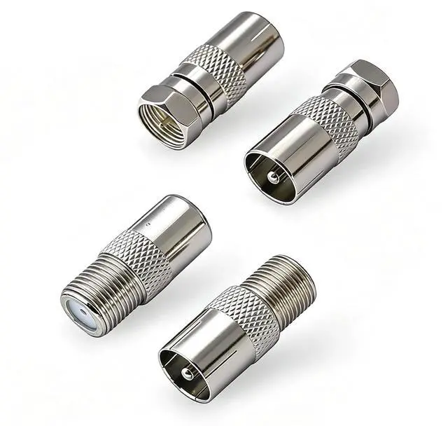 Main image of 4-Pack F Type to TV PAL Male/Female Coaxial Adapter Kit