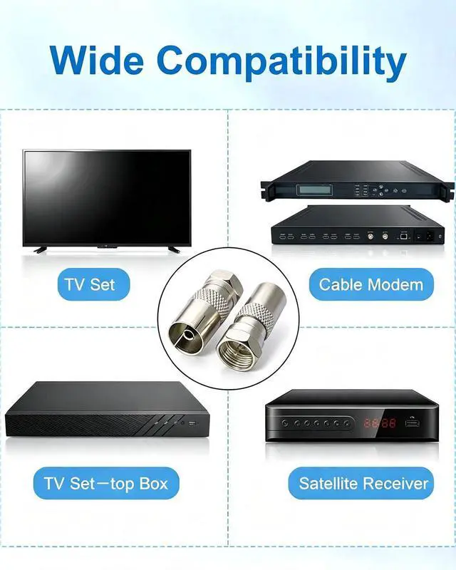 Alt view image 7 of 7 - 4-Pack F Type to TV PAL Male/Female Coaxial Adapter Kit