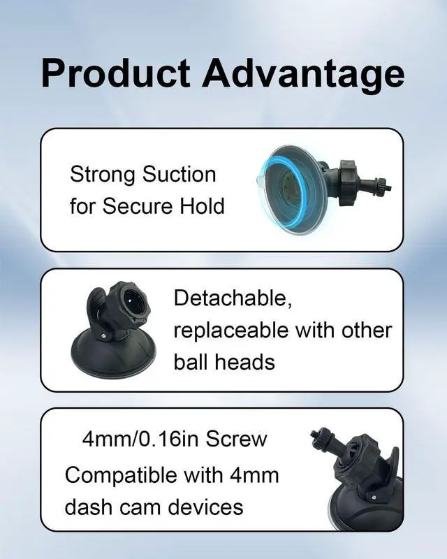 Alt view image 7 of 7 - 2PCS Dash Cam Suction Cup Mount Bracket, Black