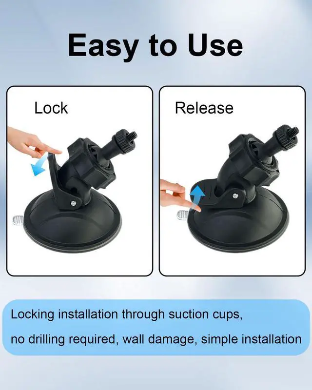 Alt view image 6 of 7 - 2PCS Dash Cam Suction Cup Mount Bracket, Black