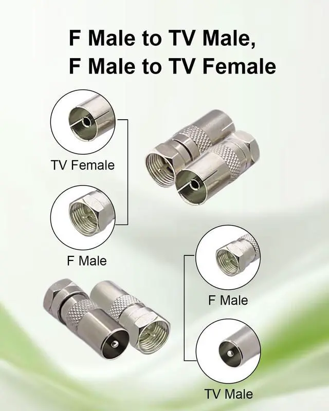 Alt view image 2 of 7 - 2Pcs F to TV Adapter, F Male to TV Female/Male Kits