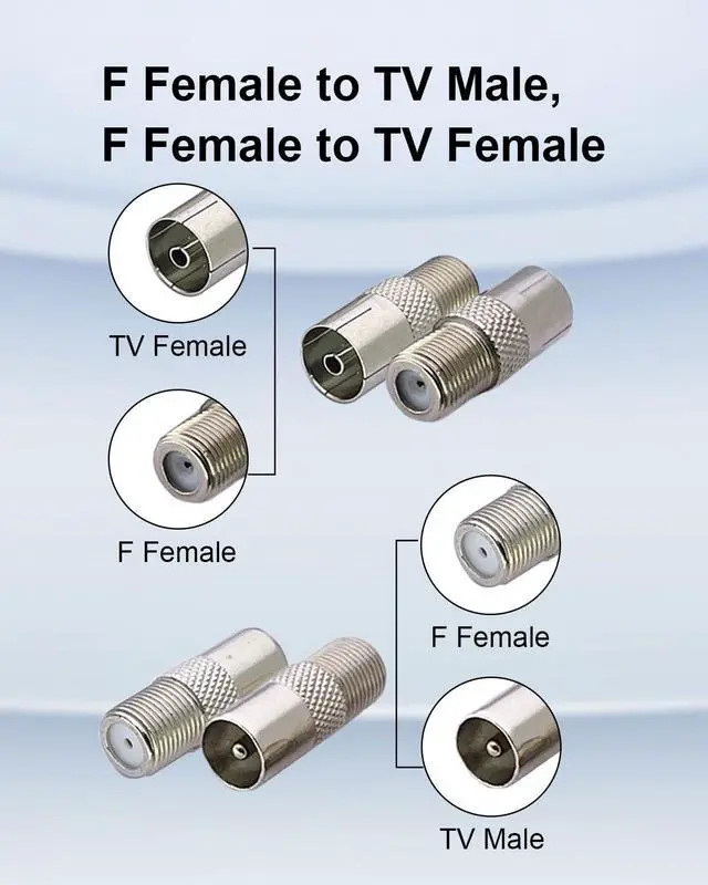 Alt view image 2 of 7 - 2-Pack F to TV PAL Coax Adapter, Male Female Connector Kit