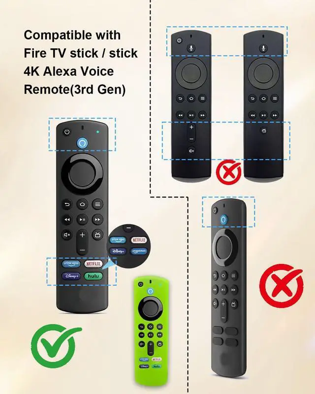 Alt view image 2 of 7 - 2-Pack Glow in Dark Remote Cover for Fire TV Stick 3rd Gen/4K Max