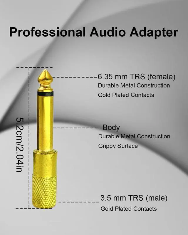 Alt view image 5 of 7 - 1/4 Mono to 1/8 Stereo Adapter, 2 Pack