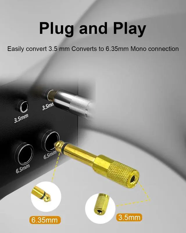 Alt view image 6 of 7 - 1/4 Mono to 1/8 Stereo Adapter, 2 Pack