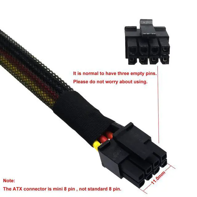 Alt view image 2 of 6 - SATA Power Cable for Dell OptiPlex Series 3020 5040 7020 9020, Motherboard ATX Mini 8 Pin to 2X Right-Angle SATA Hard Drive HDD Power Adapter 14.5in(37cm)
