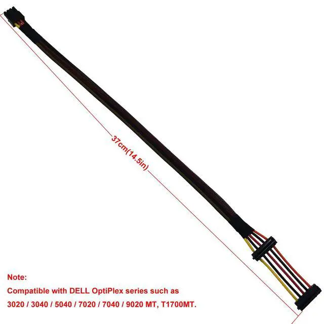 Alt view image 4 of 6 - SATA Power Cable for Dell OptiPlex Series 3020 5040 7020 9020, Motherboard ATX Mini 8 Pin to 2X Right-Angle SATA Hard Drive HDD Power Adapter 14.5in(37cm)