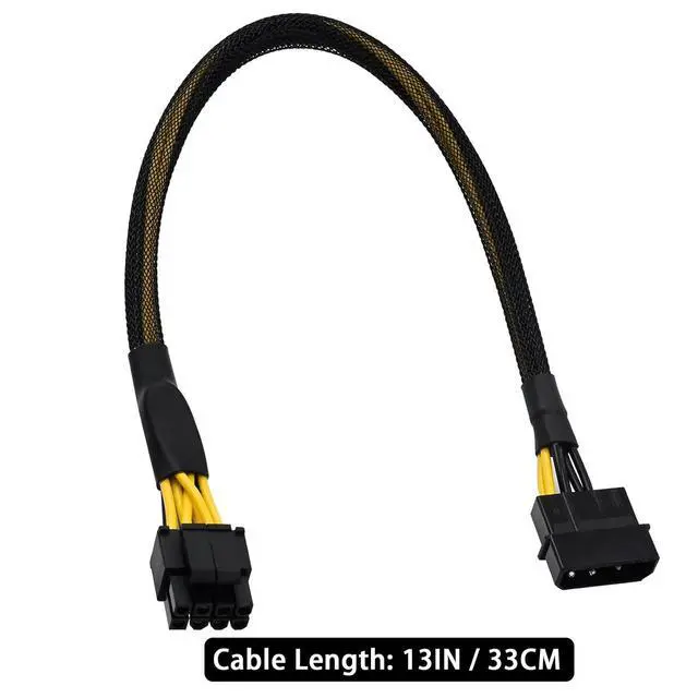 Alt view image 4 of 6 - Molex to CPU 8 Pin EPS Power Cable, LP4 Molex Male to CPU 8 Pin (4+4) EPS-12V Adapter Converter Sleeved 13-inch(33cm)