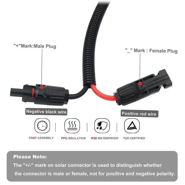 Alt view image 2 of 6 - Solar Panel Connector for Anderson 10AWG, Compatible with MC-4 to 50A/600V Anderson Adapter Plug Charge Extension Cable for Solar Generator Inverter Battery Pack Charger Kit 1.34ft(0.41m)