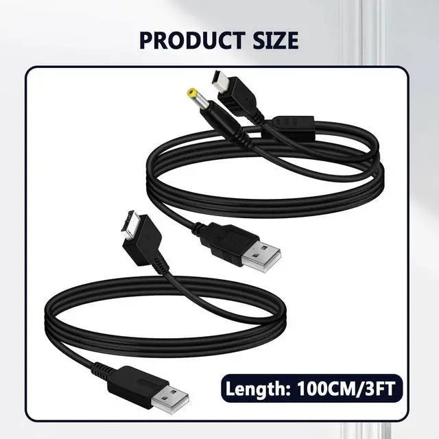 Alt view image 4 of 7 - PSP Charger Cable for Sony PSP 1000 2000 3000, PS Vita Charger Cable for PlayStation Vita 1000 USB Data Cable & Charging Cord 3FT