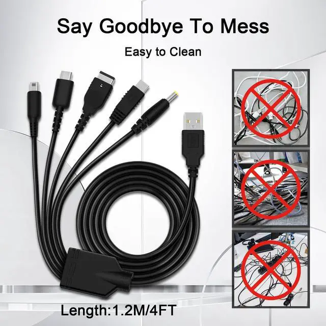 Alt view image 7 of 7 - 5 in 1 USB Charger Cable for Nintendo 3DS, DS Charger, Compatible Nintendo DS Lite, New 3DS (XL/LL), New 3DS, 2DS, DSi XL, NDS, Wii U Gamepad, GBA SP, PSP 1000 2000 3000