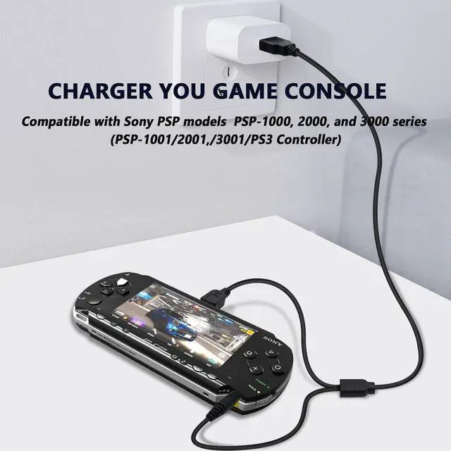 Alt view image 7 of 7 - PSP Charger Cable for Sony PSP 1000 2000 3000, PS Vita Charger Cable for PlayStation Vita 1000 USB Data Cable & Charging Cord 3FT