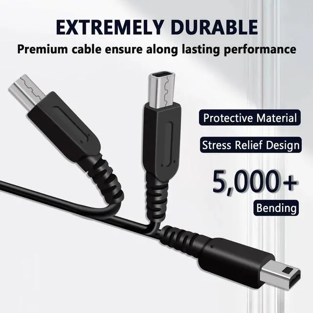 Alt view image 3 of 7 - 3DS Charger Cable for Nintendo 3DS(XL/LL) 2DS(XL/LL) DSi DS Lite DS GBA SP Wii U Gamepad Nintendo DS USB & Power Cable Sets 4FT