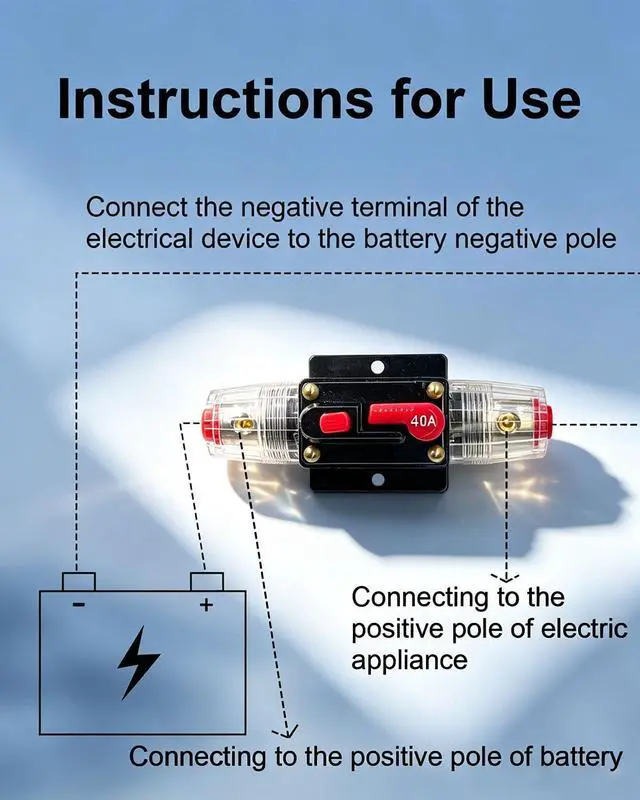 Alt view image 2 of 7 - 40A Waterproof DC Circuit Breaker 12V-24V Manual Reset