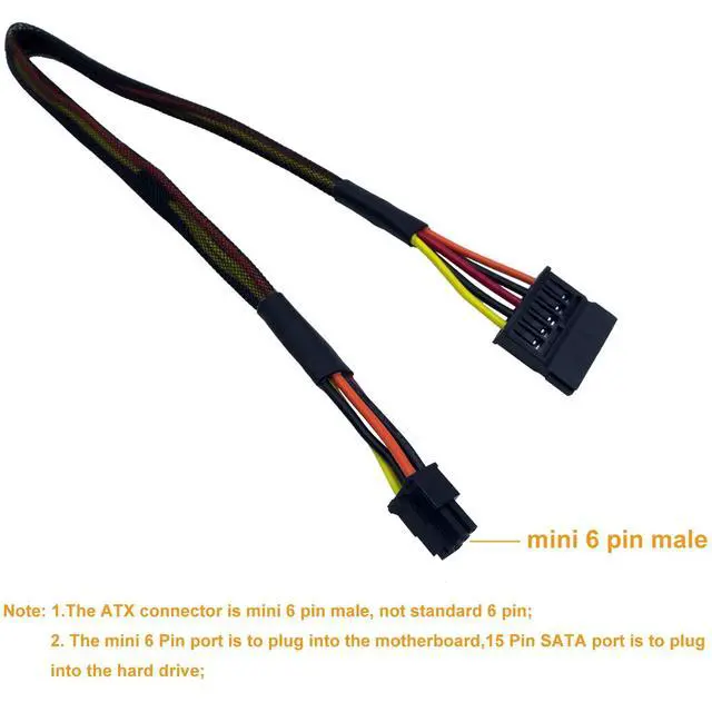 Alt view image 4 of 7 - SATA Power Cable for Dell Inspiron 3653 3650 ONLY Mini 6 Pin to SATA 15 Pin ATX Adapter, 15-inch (38cm), Pack of 2 (Not for Standard 6 Pin/OptiPlex/Vostro)