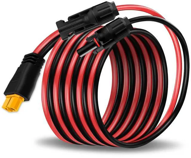 Main image of Solar Panel Cable for Ecoflow Anker SOLIX 12AWG, 10FT/3M Compatible with MC-4 to XT60 Plug Solar Panel Connector Adapter Extension for Portable Power Station Solar Generator RV