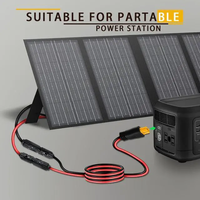 Alt view image 5 of 7 - Solar Panel Cable for Ecoflow Anker SOLIX 12AWG, 10FT/3M Compatible with MC-4 to XT60 Plug Solar Panel Connector Adapter Extension for Portable Power Station Solar Generator RV