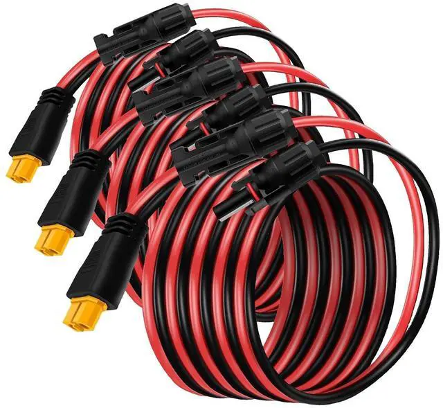 Main image of Solar Panel Cable for Ecoflow Anker SOLIX 12AWG, 10FT/3M Compatible with MC-4 to XT60 Plug Solar Panel Connector Adapter Extension for Portable Power Station Solar Generator RV (Pack of 3)
