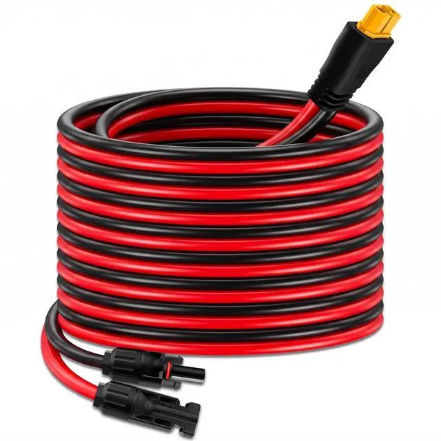 Main image of 20FT 6M Solar to XT60 Extension Cable 12AWG, XT60 Plug Solar Panel Connector for Ecoflow Anker SOLIX Portable Power Station Solar Generator RV