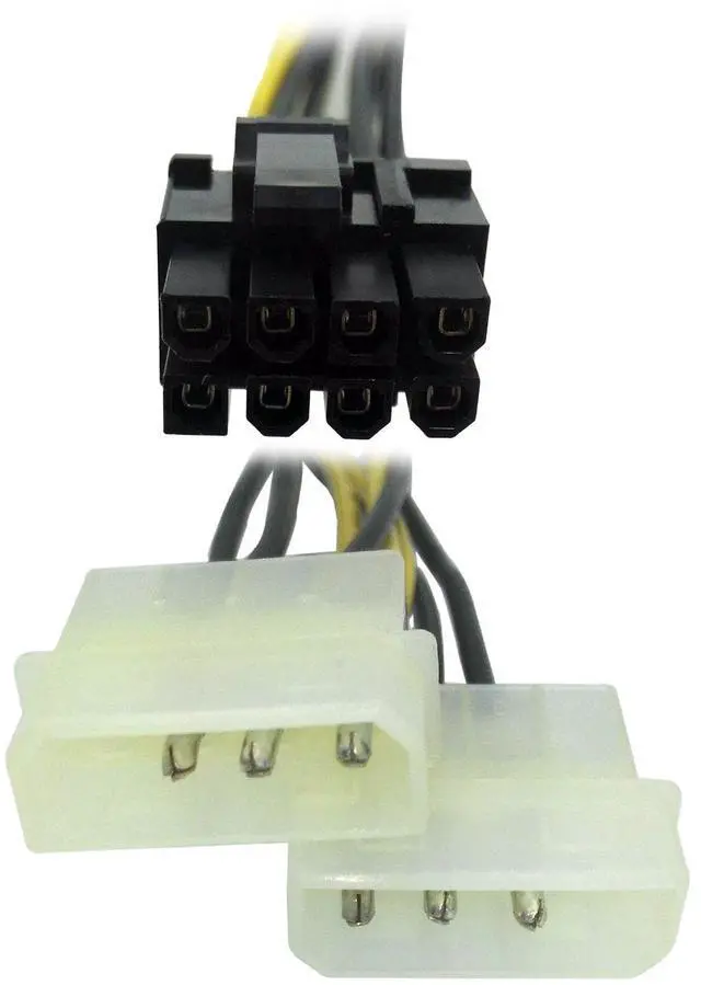Alt view image 4 of 6 - (3-Pack Molex to 6 Pin 8 Pin GPU Power Adapter, 8 Pin (6+2) Male to Dual Molex PCIe Power Adapter Cable 9-inch(23cm)