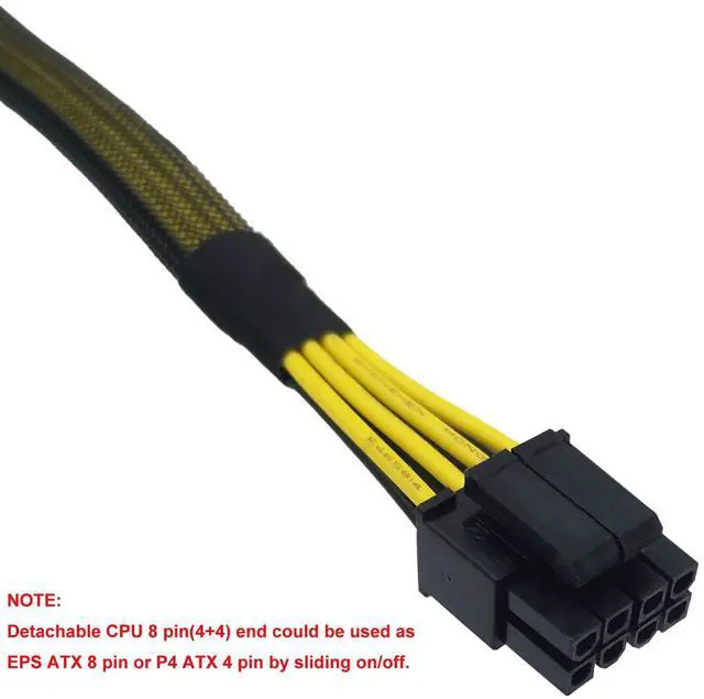 Alt view image 2 of 6 - 6 Pin to 8 Pin CPU Power Adapter, 6 Pin Female to CPU 8 pin (4+4 Detachable) Male EPS-12V Converter Sleeved Cable 13-inch(33cm)