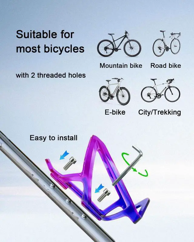 Alt view image 6 of 7 - 2Pcs Bike Water Bottle Cage, Blue-to-Purple Gradient