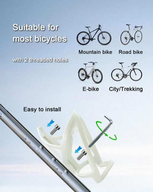 Alt view image 6 of 7 - 2Pcs Bike Water Bottle Cage, White