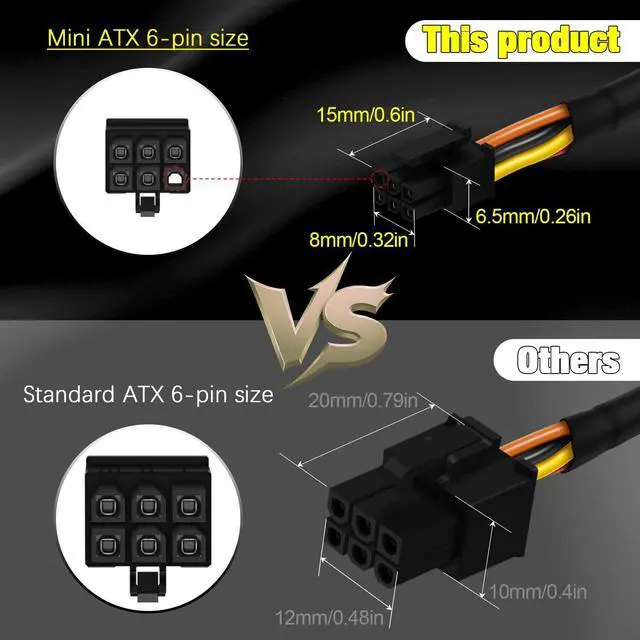 Alt view image 4 of 7 - SATA Power Cable, Right-Angle SATA 15 Pin x2 to Mini 6 Pin ATX Adapter for Dell CT1250/ ECT1205/ ECT1250/ QCT1250/ QCS1250, Compatible with SATA HDD/SSD/Optical Drive Expansion 17-inch(45cm)