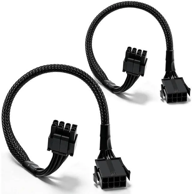 Main image of (2-Pack) CPU 8 Pin Extension Cable, ATX CPU 8 Pin (4+4) Male to Female Extension Sleeved Cable for Power Supply PSUs 9.5-inch(24cm)