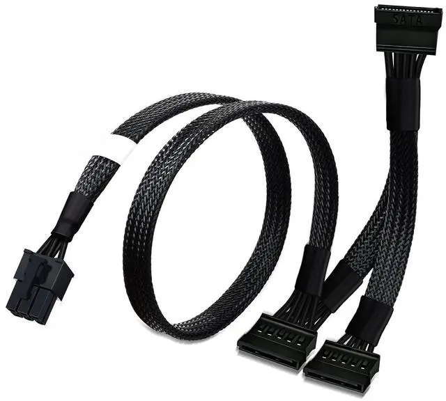 Main image of SATA Power Cable for EVGA PSUs, 6 Pin to 3X 15 Pin SATA Hard Drive Adapter Sleeved Splitter for Some Specific Types of EVGA Power Supply 20-in(50cm)