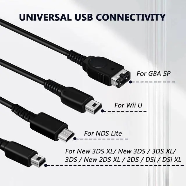 Alt view image 2 of 7 - 66W USB Charging Hub, 3DS Charger Cable for Nintendo 3DS(XL/LL) 2DS(XL/LL) DSi DS Lite DS GBA SP Wii U Gamepad Nintendo DS USB & Power Cable Sets