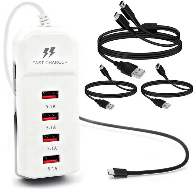 Main image of 66W USB Charging Hub, 3DS Charger Cable for Nintendo 3DS(XL/LL) 2DS(XL/LL) DSi DS Lite DS GBA SP Wii U Gamepad Nintendo DS USB & Power Cable Sets