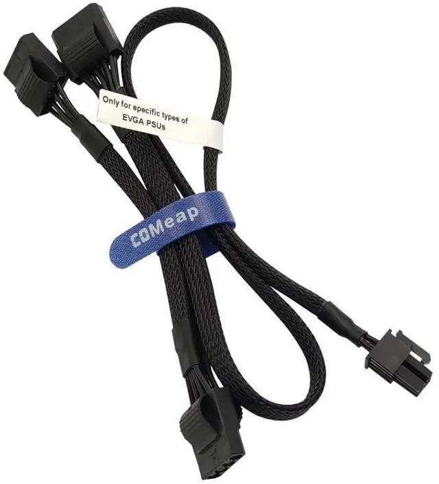 Main image of Molex Power Cable for EVGA PSUs, 6 Pin to 3X 4 Pin Molex Hard Drive Adapter Sleeved Splitter for Some Specific Types of EVGA Power Supply 20-in(50cm)