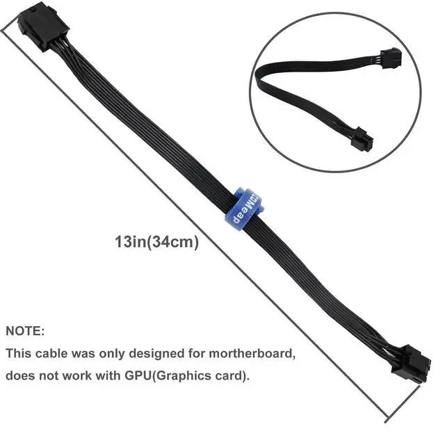 Alt view image 5 of 6 - (2-Pack CPU 8 Pin Extension CableCPU 8-Pin Female to 8 (4+4) Pin Male EPS 12V Extension for Motherboard (Not PCIe VGA) 13-inch(34cm)