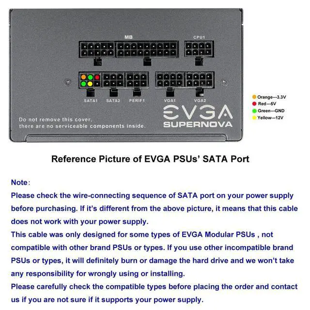 Alt view image 4 of 6 - Molex Power Cable for EVGA PSUs, 6 Pin to 3X 4 Pin Molex Hard Drive Adapter Splitter for Some Specific Types of EVGA Power Supply 20-in(50cm)
