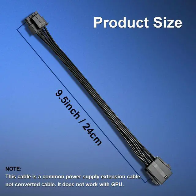 Alt view image 6 of 7 - (2-Pack) CPU 8 Pin Extension Cable, Motherboard ATX CPU 8 Pin (4+4) Male to Female Adapter for Power Supply PSUs 9.5-inch(24cm)