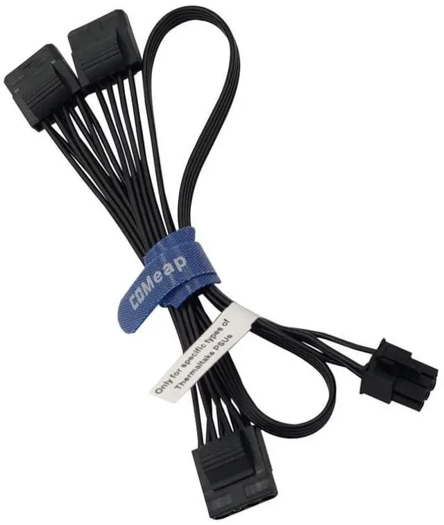 Main image of 6 Pin to 3X 4 Pin Molex Hard Drive HDD Power Adapter Cable for Some Types of Thermaltake Modular PSUs 20-in(50cm)