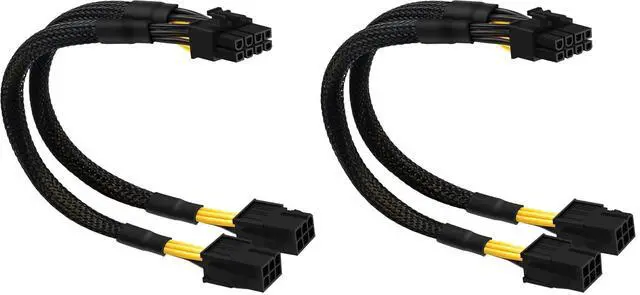Main image of 6 Pin to 8 Pin GPU Adapter, Dual 6 Pin Female to 8 Pin Male GPU Power Sleeved Cable 9.5-inch(24cm) (Pack of 2)
