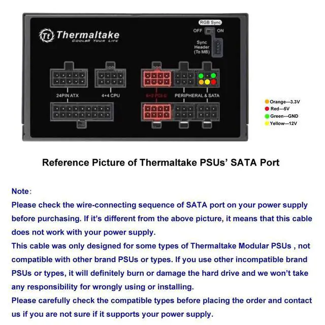 Alt view image 5 of 6 - 6 Pin to 3X 4 Pin Molex Hard Drive HDD Power Adapter Cable for Some Types of Thermaltake Modular PSUs 20-in(50cm)
