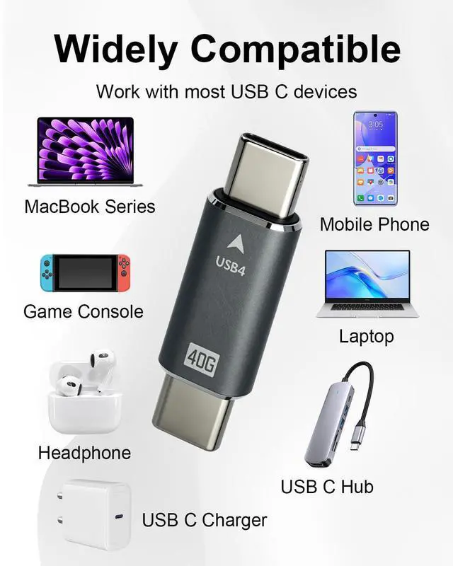 Alt view image 6 of 7 - 40Gbps 8K USB-C Male to Male Extension Coupler 2 Pack