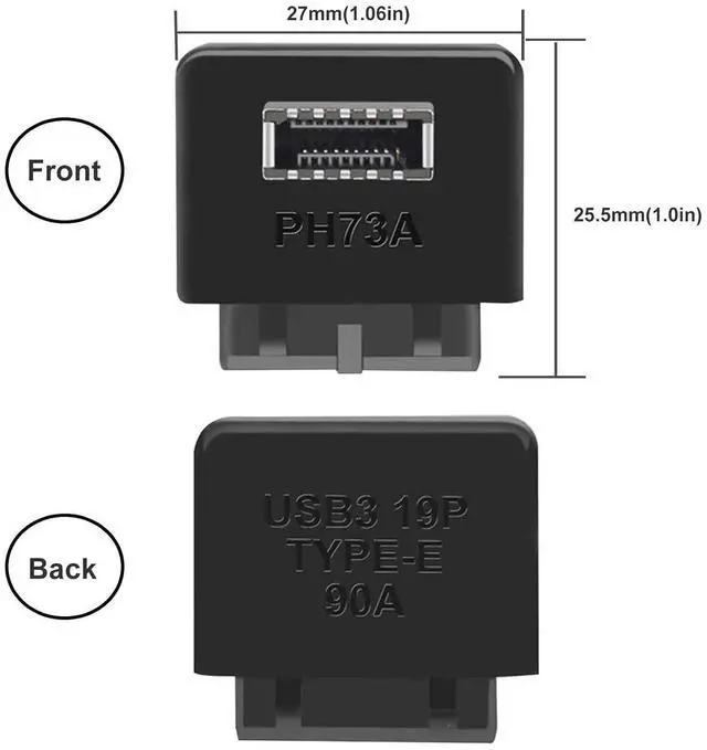 Alt view image 3 of 5 - USB 3.2 Gen 1 to USB 3.2 Gen 2 Header Adapter, USB 3.1 Type-E Key-A to USB 3.0 20 Pin Header Converter for Type C Motherboard (Standard Type)