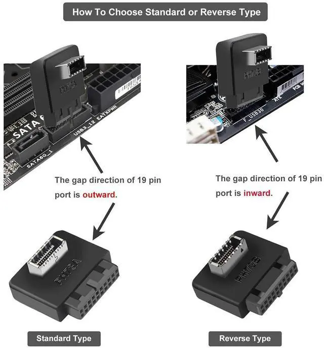 Alt view image 4 of 5 - USB 3.2 Gen 1 to USB 3.2 Gen 2 Header Adapter, USB 3.1 Type-E Key-A to USB 3.0 20 Pin Header Converter for Type C Motherboard (Standard Type)