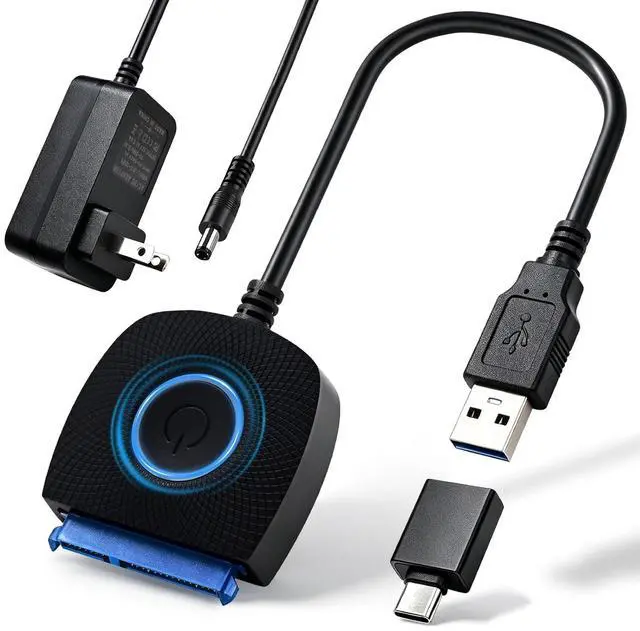 Main image of SATA to USB 3.0 Adapter for 3.5 2.5 Inch SSD/HDD Hard Drive Reader, External Converter Cable for HDD/SSD Data Transfer with 12V DC Power Adapter Support 5Gbps
